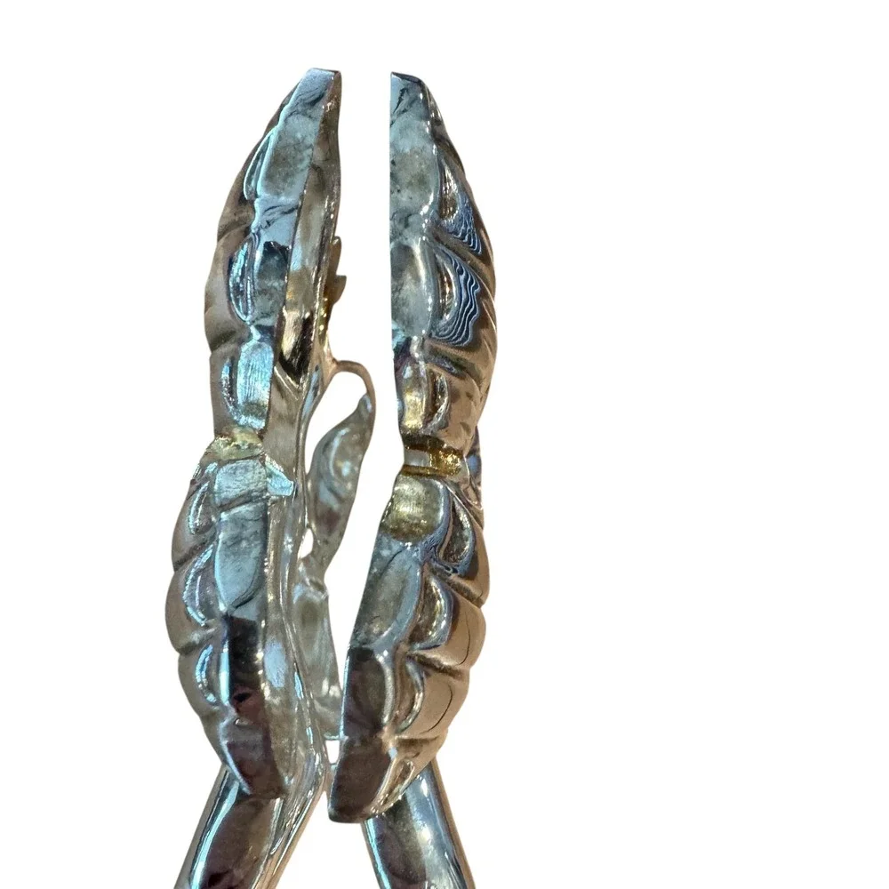 Vintage Godinger Silver Plated Butterfly Floral Ornate Serving Tongs